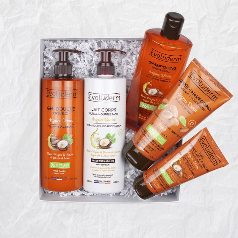 Coffret Hammam Corps & Cheveux Argan Divin + Gant Exfoliant Offert