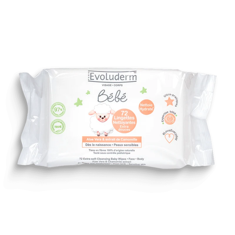 72 Extra-Gentle Cleansing Baby Wipes – Evoluderm