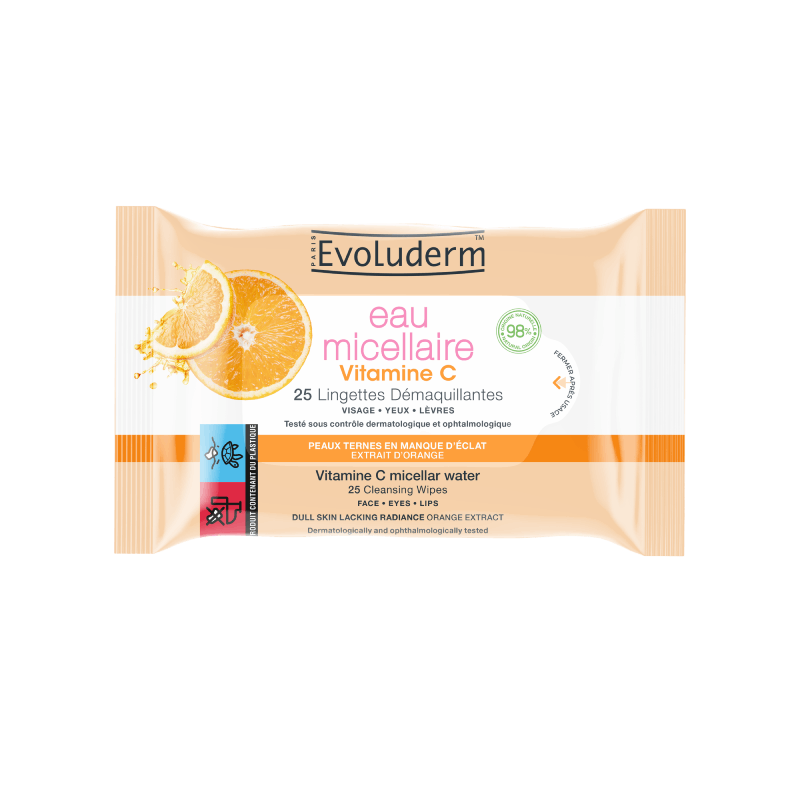 25 Lingettes Démaquillantes Eau Micellaire Vitamine C