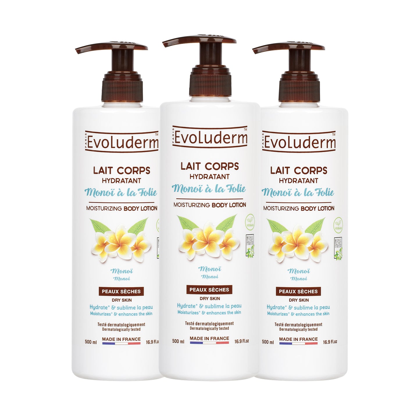 Lot de 3 Lait Corps Monoï à la Folie 500ml