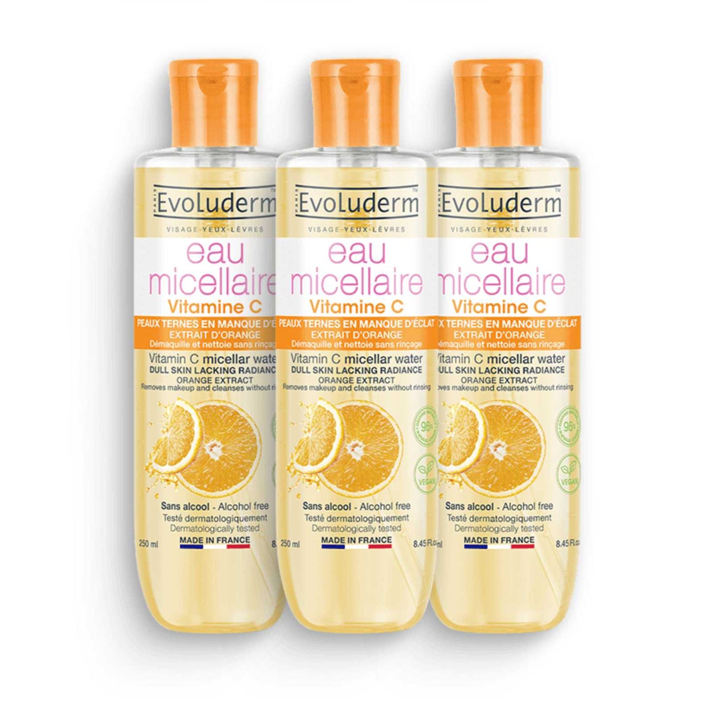 Lot de 3 Eau Micellaire Démaquillante Vitamine C 250ml