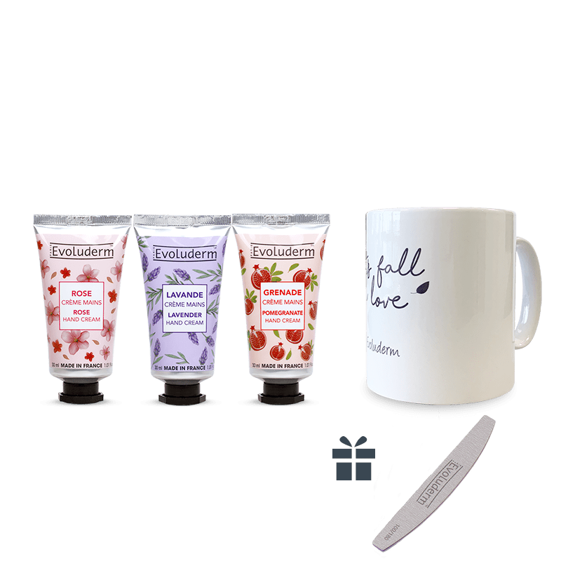 Mug Evoluderm 3 Crèmes Mains 30ml + Lime à ongles