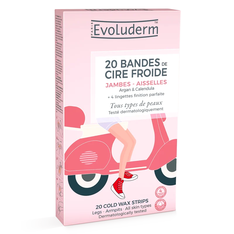 20 Bandes Dépilatoires de Cire Froide - Jambes & Aisselles
