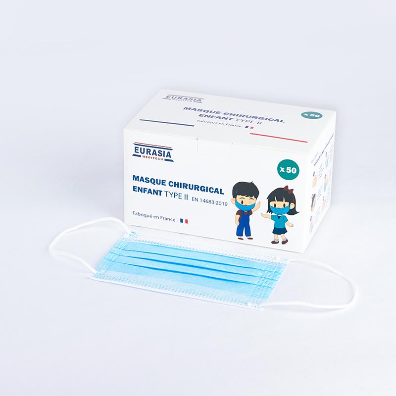 Masque De Protection - Boîte De 50 Masques Chirurgicaux Enfants - Jetables - 3 Plis - Conforme AFNOR