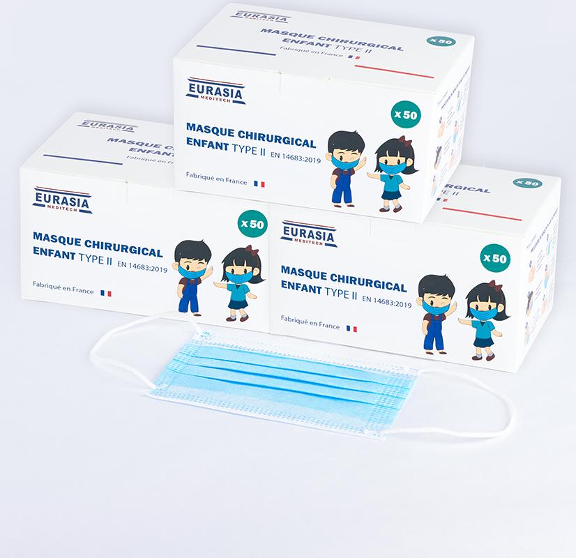 Masque De Protection - Lot De 3 Boîtes De 50 Masques Chirurgicaux Enfants - Jetables - 3 Plis - Conforme AFNOR